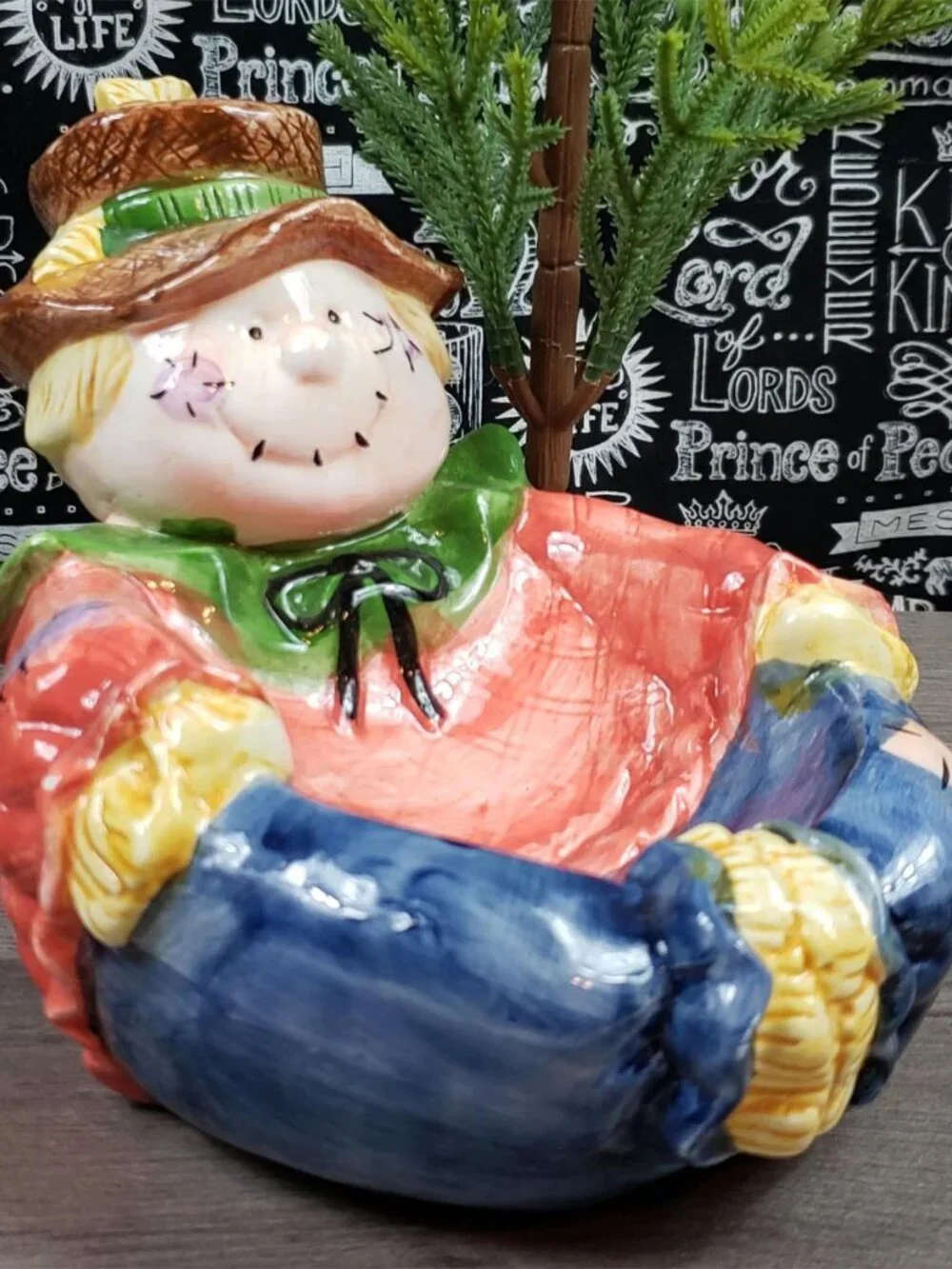 Halloween Fall Scarecrow Ceramic Candy Dish by WCL Vintage Decor